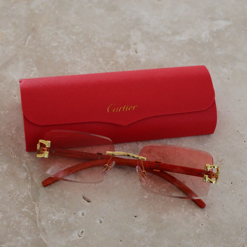 Cartier Rimless Redish Pink Gradient Sunglasses - Picture 12 of 13